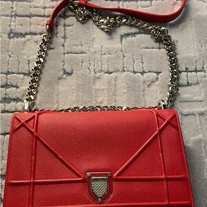 Red Chain Strap Women's Bag